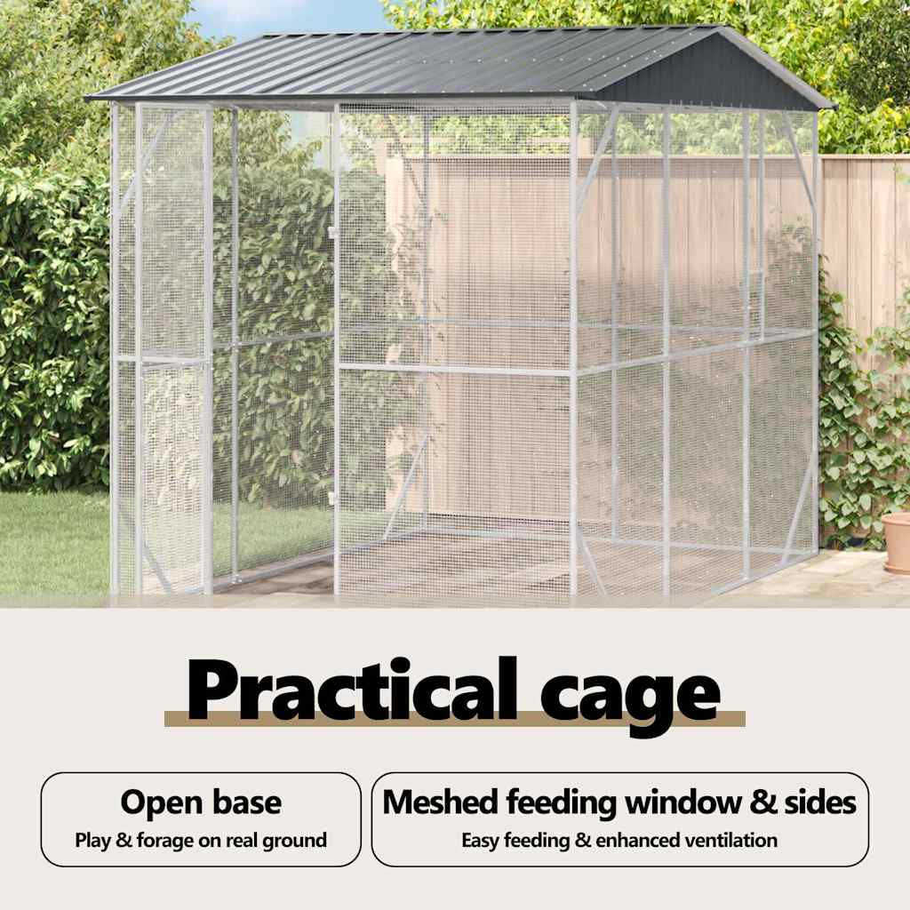 Bird Cage with Storage Anthracite Galvanized steel Bird Aviary Spacious vidaXL 4