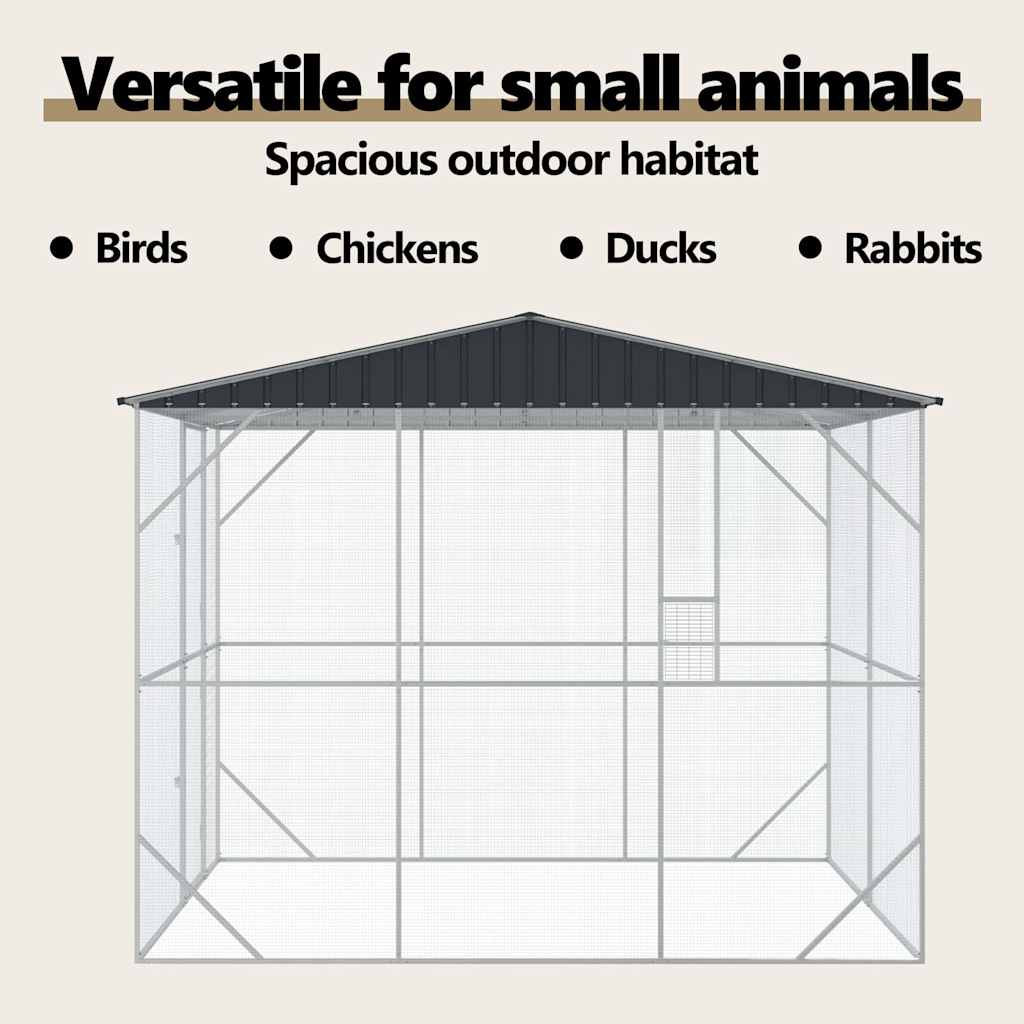 Bird Cage with Storage Anthracite Galvanized steel Bird Aviary Spacious vidaXL 5