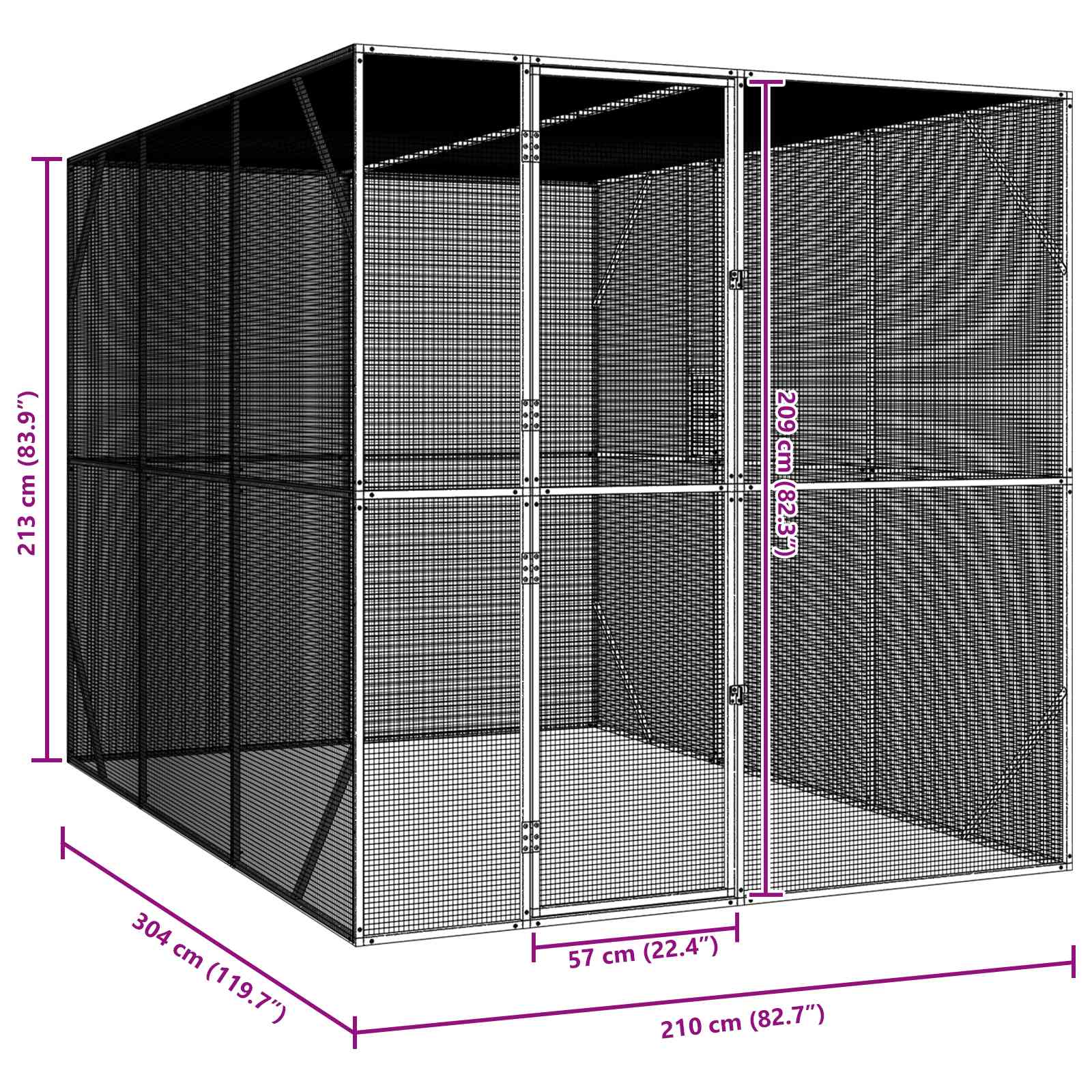Ptičnik Antracit 210 x 304 x 213 cm Cinkana jeklena - slika 10
