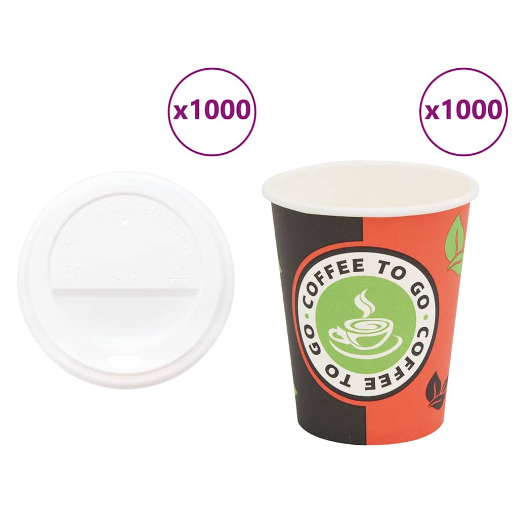 vidaXL papierové šálky na kávu s viečkom 1000 ks 8oz 240ml