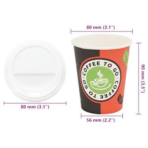 Papírové kelímky na kávu s víčky 1000 pcs 8oz 240ml - obrázek 9