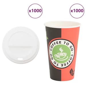 Papirnate skodelice za kavo s pokrovčki 1000 kosov 16oz 400ml