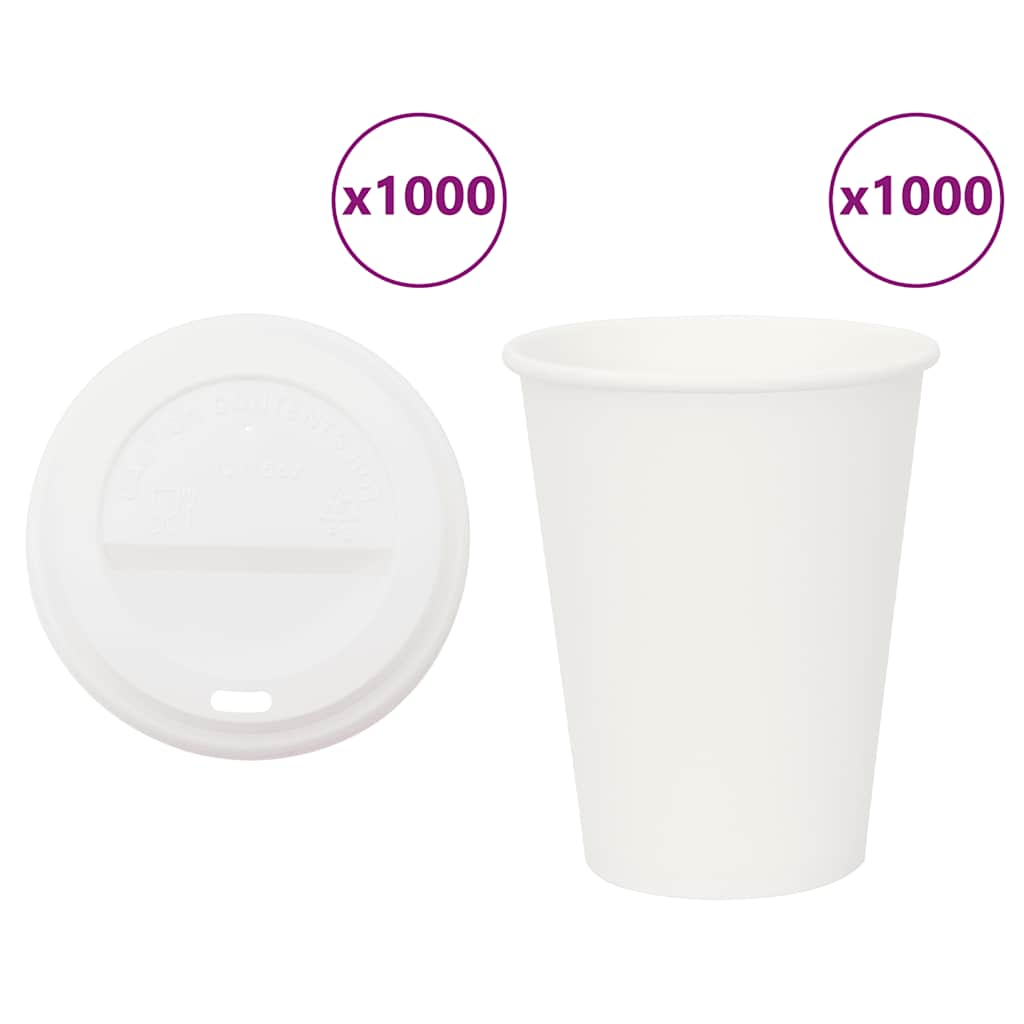 vidaXL Cești de cafea din hârtie cu capace 1000 buc 12 oz 300 ml