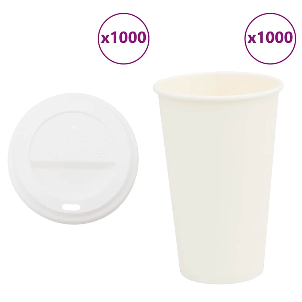 vidaXL Cești de cafea din hârtie cu capace 1000 buc 16 oz 400 ml