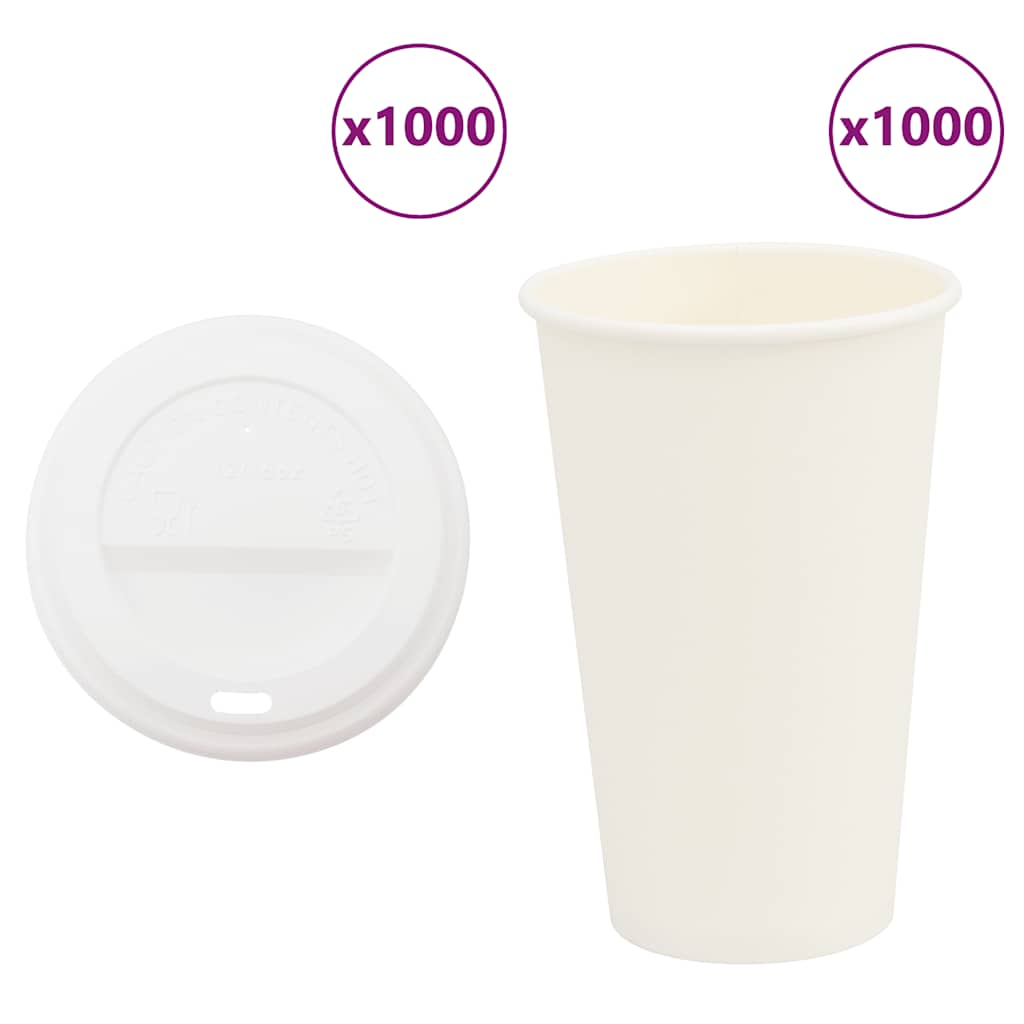 vidaXL Cești de cafea din hârtie cu capace 1000 buc 16 oz 400 ml