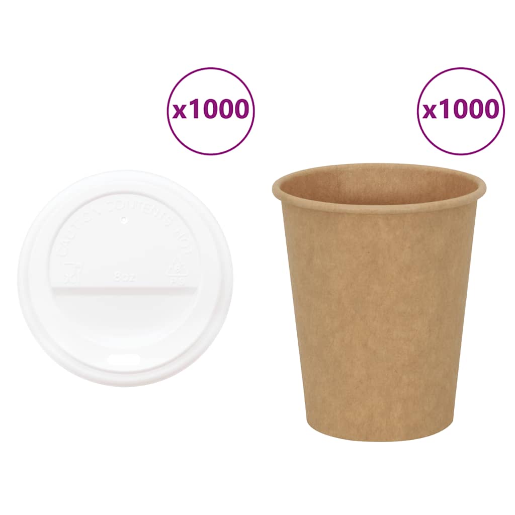 vidaXL Cești de cafea din hârtie cu capace 1000 buc 8oz 200ml