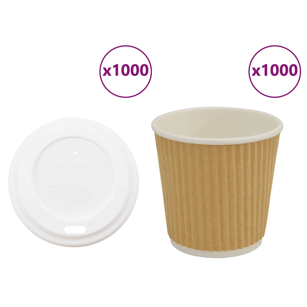 vidaXL Cești de cafea din hârtie cu capace 1000 buc 4oz 100ml