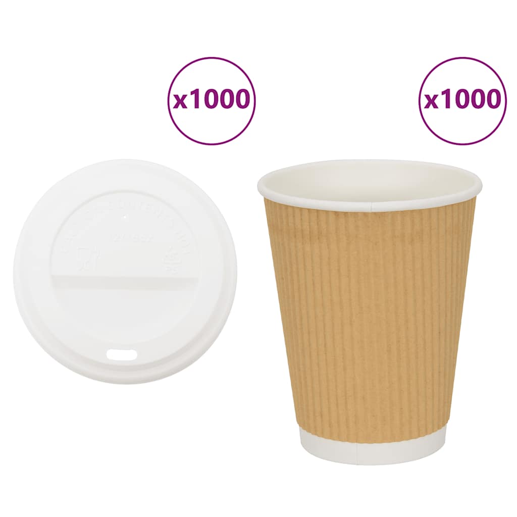 vidaXL Cești de cafea din hârtie cu capace 1000 buc 16 oz 400 ml