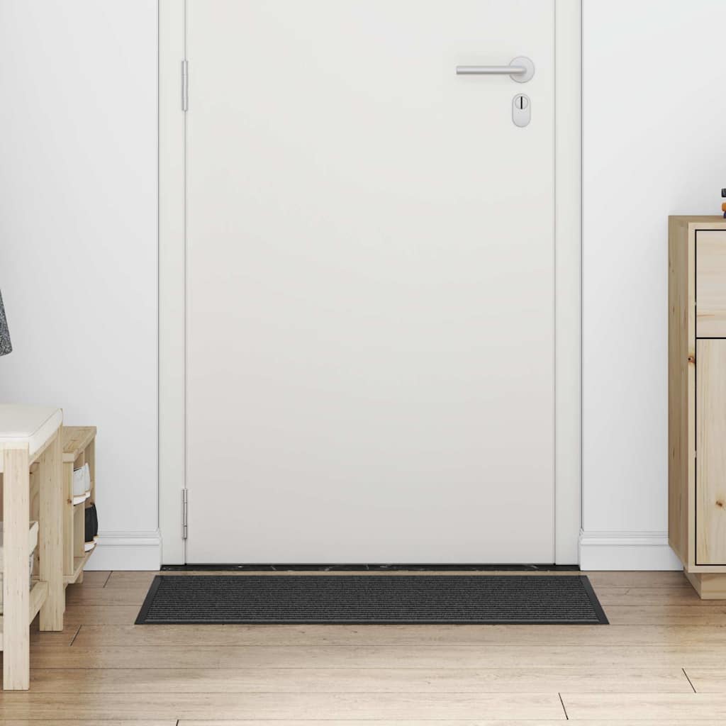 Deurmat Striped Zwart en Grijs 60 x 90 cm Polypropyleen, PVC