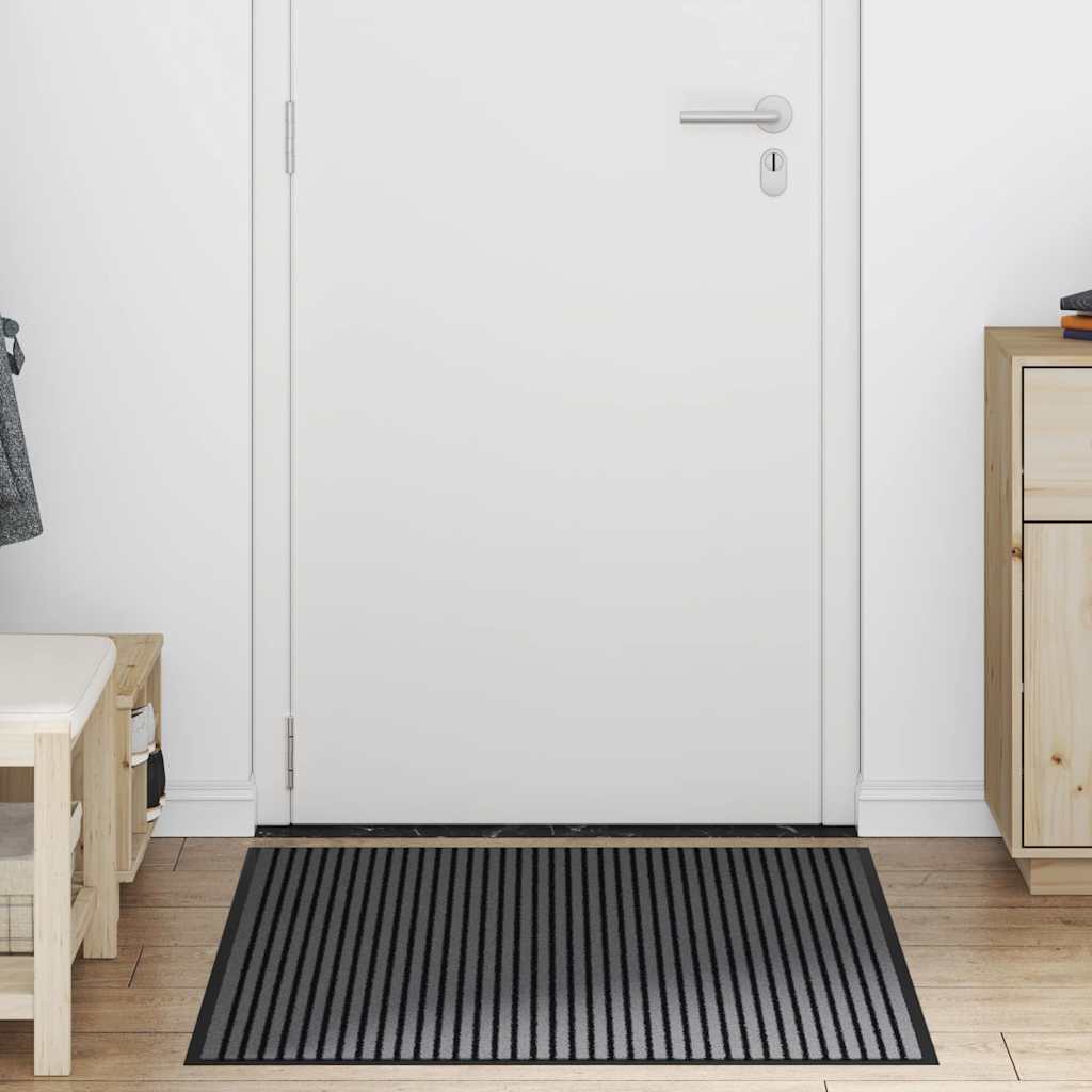 Мат за врата Striped Черен и Сив 80 x 120 cm Полипропилен, PVC