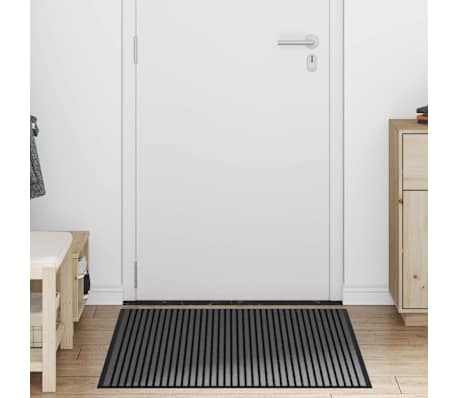 vidaXL Deurmat 90x120 cm gestreept zwart en grijs