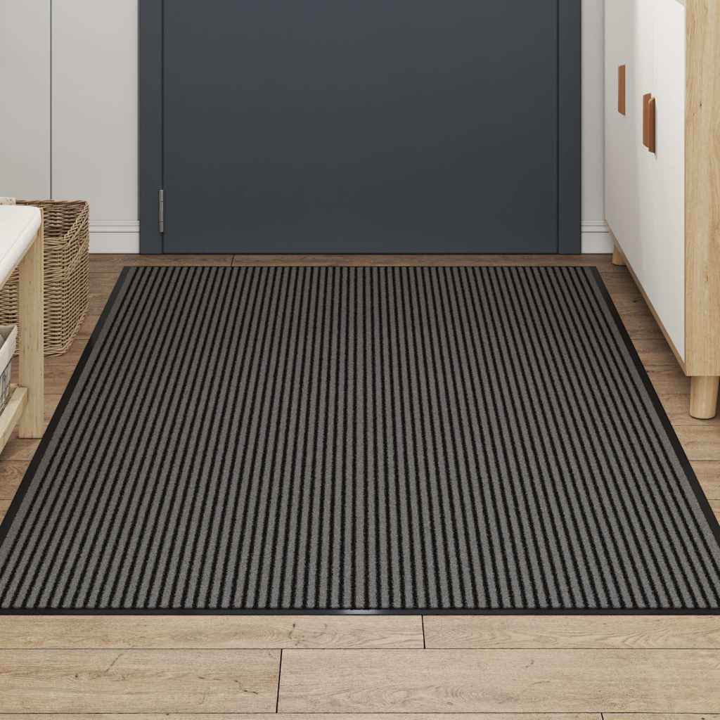 Thumbnail - vidaXL Fußmatte Streifen Schwarz und Grau 115x200 cm