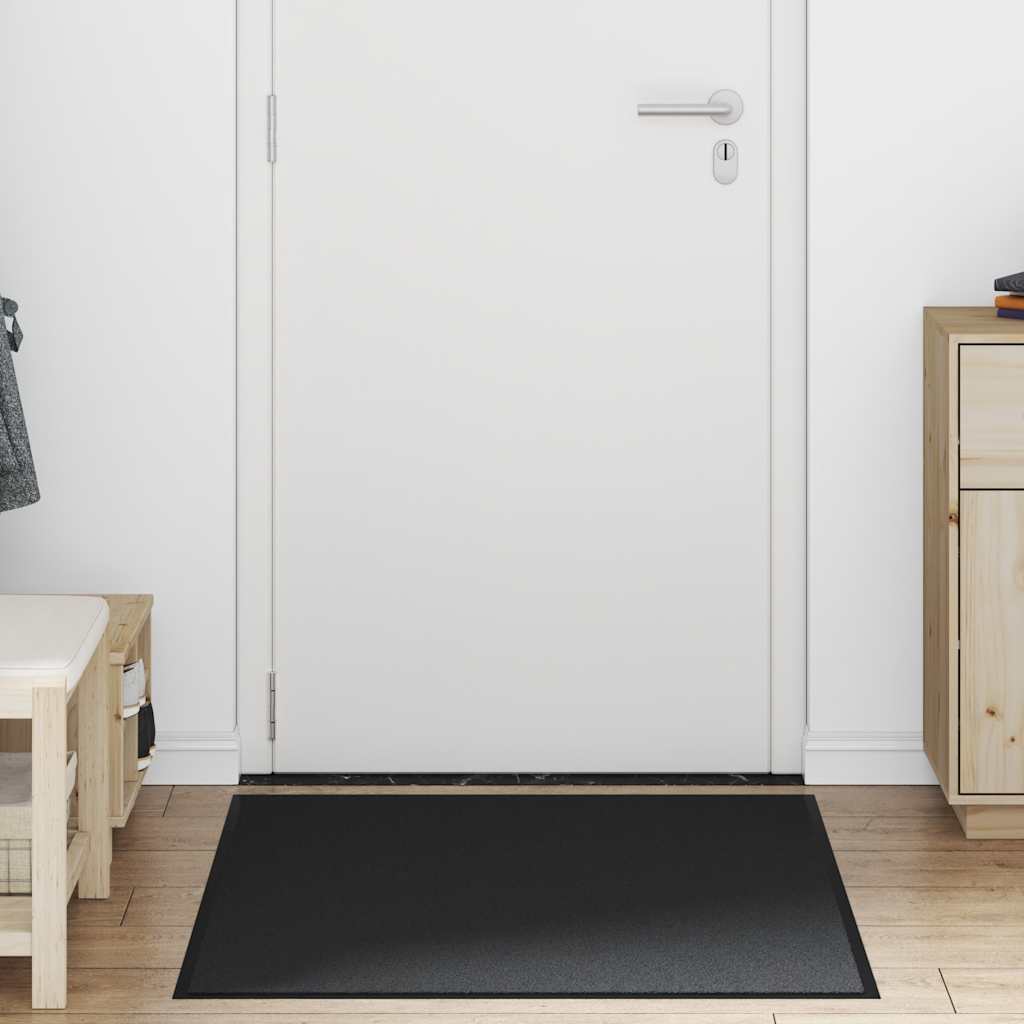 Dørmåtte 80×120 cm - sort, skridsikker og vaskbar