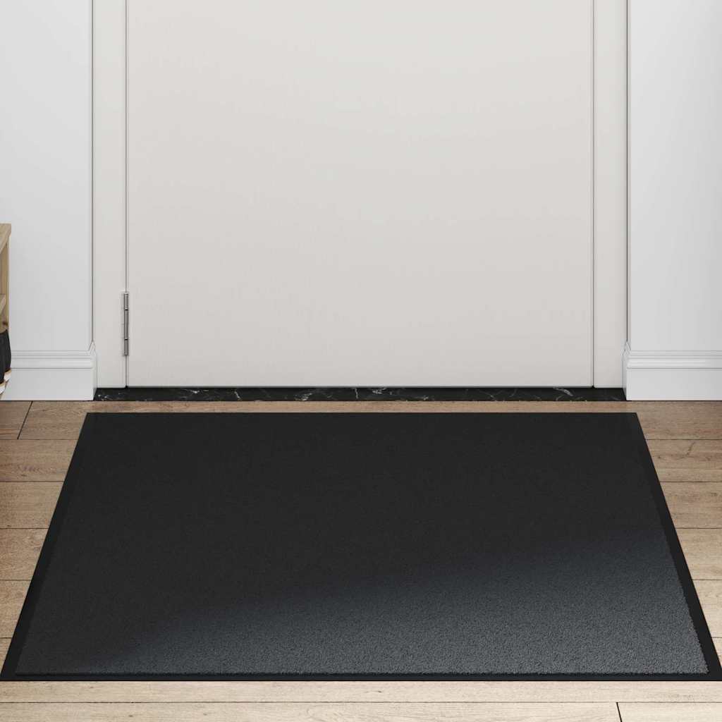 Dørmåtte sort 90 × 150 cm - stor skridsikker indendørs/overdækket udendørs måtte