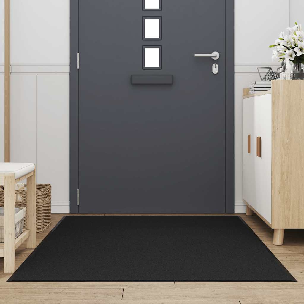 Dørmåtte - sort 115 × 200 cm, skridsikker og vaskbar