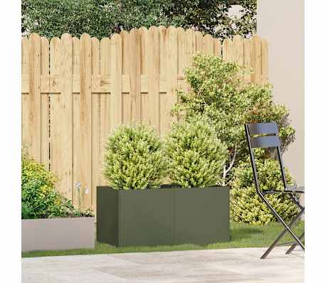 vidaXL Plantekasse olivengr&oslash;nn 80x40x40 cm kaldvalset st&aring;l