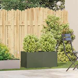 vidaXL Plantekasse olivengr&oslash;nn 80x40x40 cm kaldvalset st&aring;l