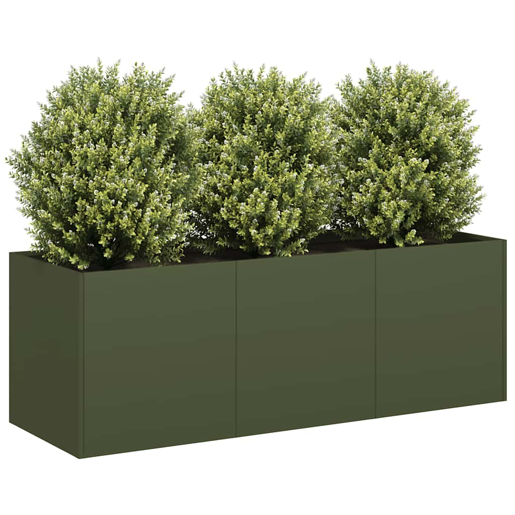 vidaXL Jardinieră verde măsline 120x40x40 cm oțel laminat la rece