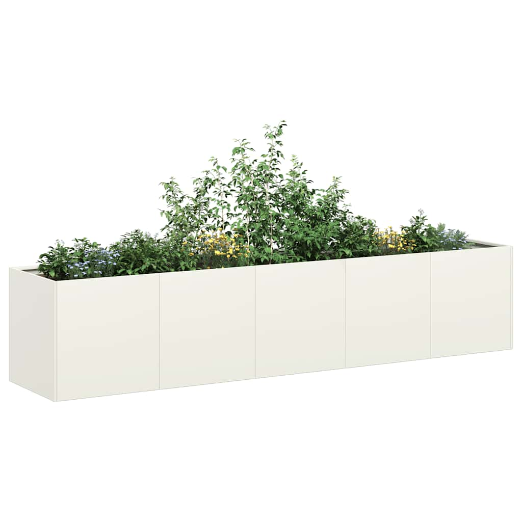 vidaXL Jardinier alb 200x40x40 cm Oțel laminat la rece