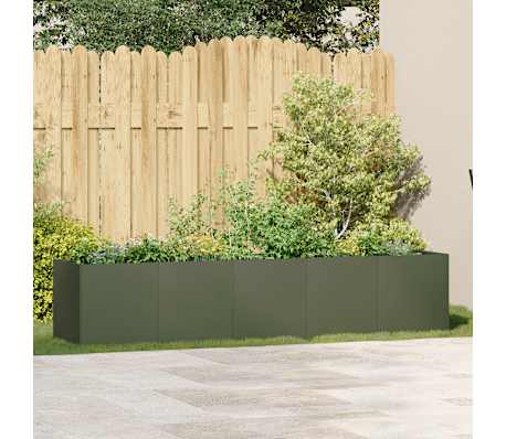 vidaXL Pflanzk&uuml;bel Olivgr&uuml;n 200x40x40 cm Kaltgewalzter Stahl