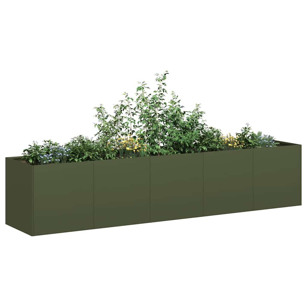 vidaXL Jardinieră verde măsline 200x40x40 cm oțel laminat la rece