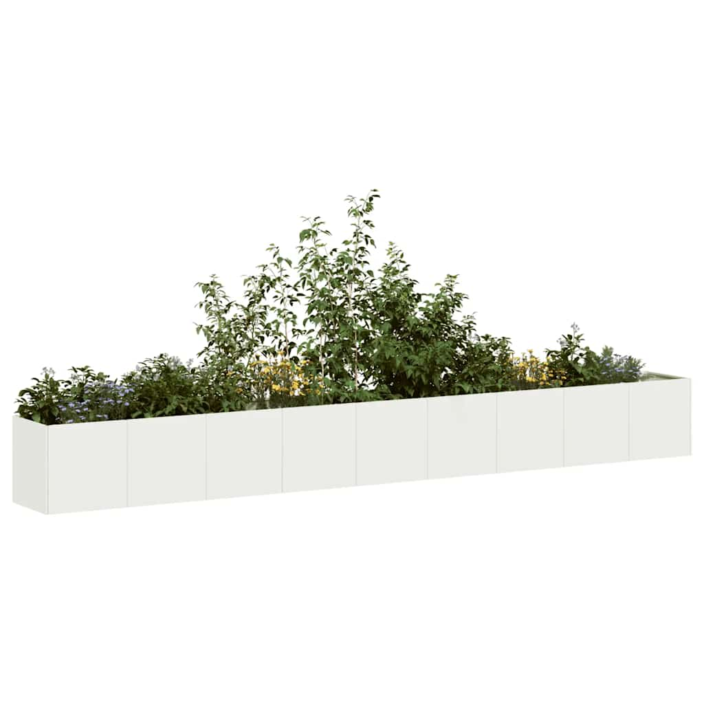 vidaXL Jardinier alb 360x40x40 cm Oțel laminat la rece