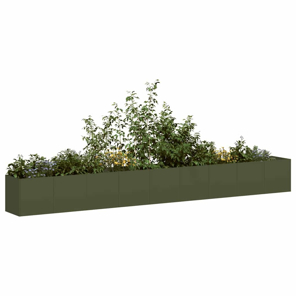 vidaXL Jardinieră verde măsline 360x40x40 cm oțel laminat la rece