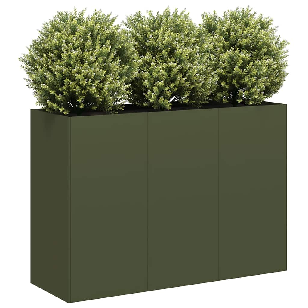 vidaXL Jardinieră verde măsline 120x40x80 cm oțel laminat la rece