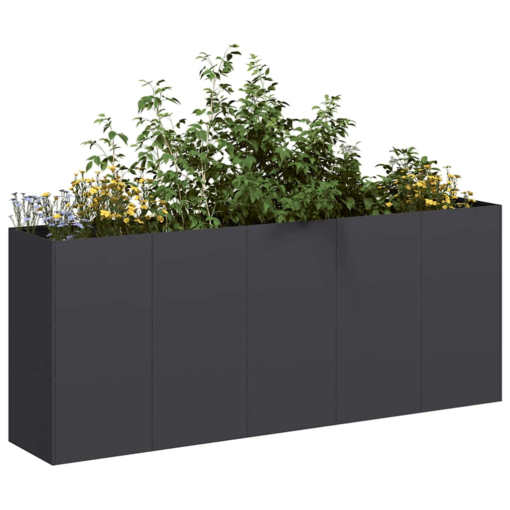 vidaXL Jardinier negru 200x40x80 cm Oțel laminat la rece