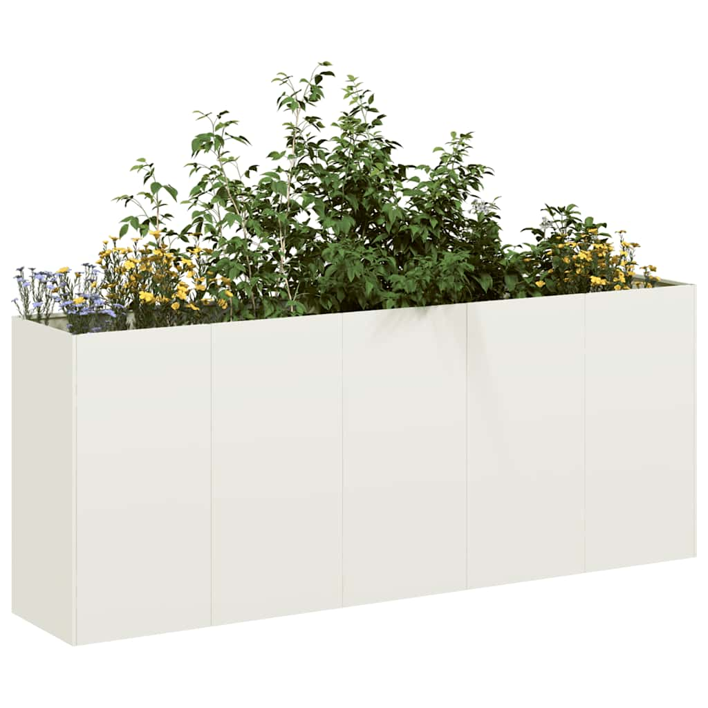 vidaXL Jardinier alb 200x40x80 cm Oțel laminat la rece