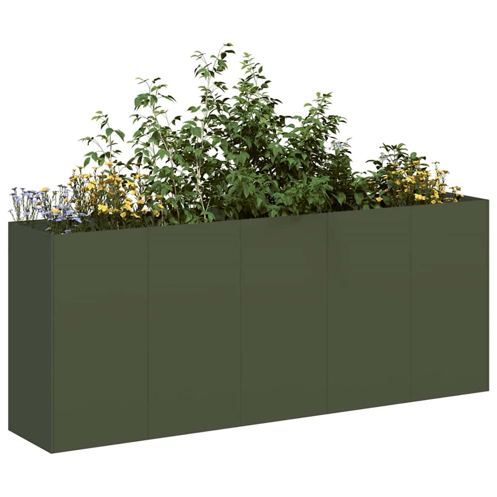 vidaXL Jardinieră verde măsline 200x40x80 cm oțel laminat la rece