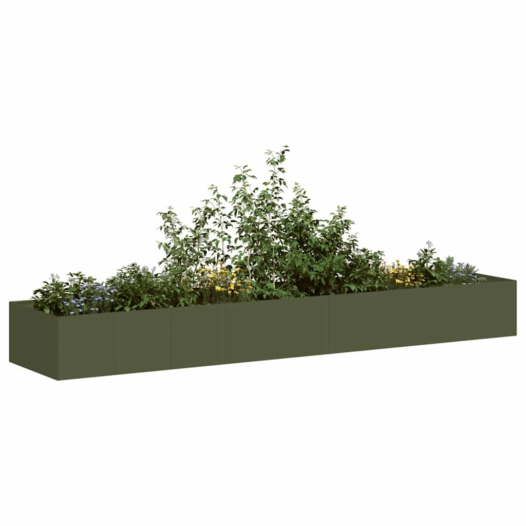 vidaXL Jardinieră verde măsline 360x80x40 cm oțel