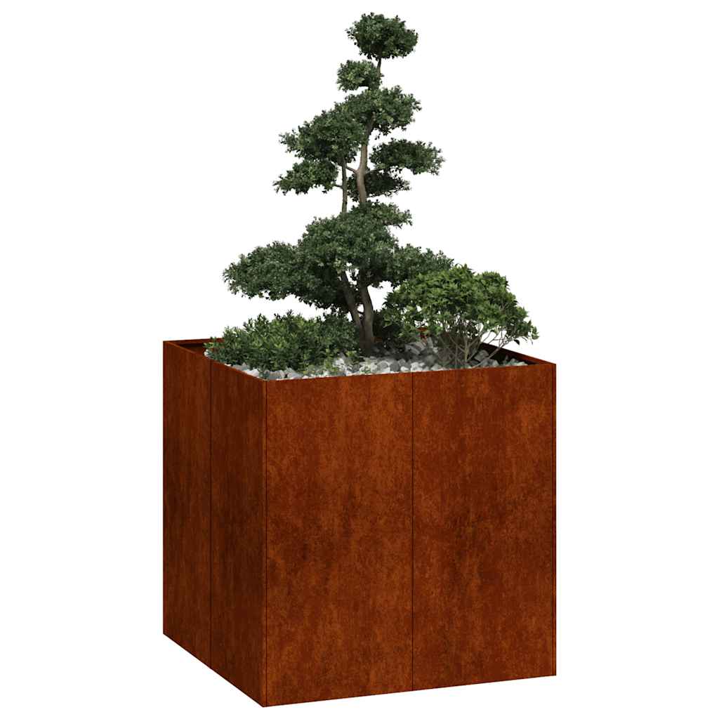VidaXL Plantenbak Roestig 80x80x80 Cm Weervast Staal