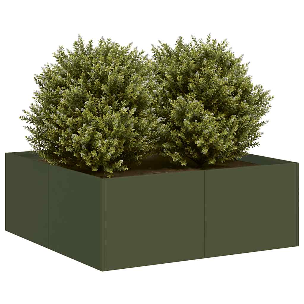 vidaXL Jardinieră verde măsline 80x80x30 cm oțel