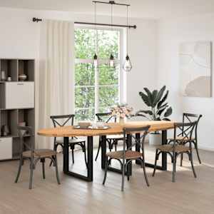 vidaXL Table &agrave; manger marron clair bois de ch&ecirc;ne massif ovale