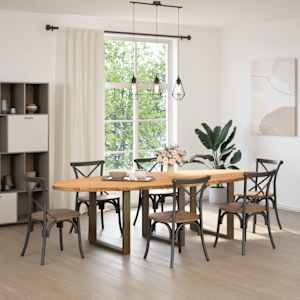 vidaXL Table &agrave; manger marron clair bois de ch&ecirc;ne massif ovale