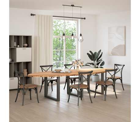 vidaXL Esstisch Hellbraun 320x120x74 cm Massivholz Eiche Oval