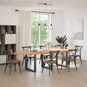 vidaXL Esstisch Hellbraun 320x120x74 cm Massivholz Eiche Oval