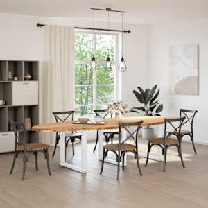 vidaXL Table &agrave; manger marron clair bois de ch&ecirc;ne massif ovale