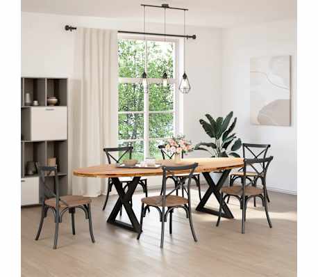 vidaXL Esstisch Hellbraun 280x120x74 cm Massivholz Eiche Oval