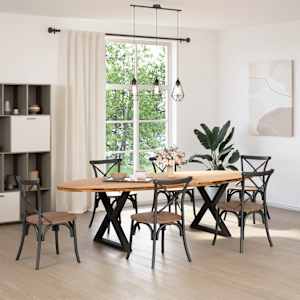 vidaXL Esstisch Hellbraun 280x120x74 cm Massivholz Eiche Oval