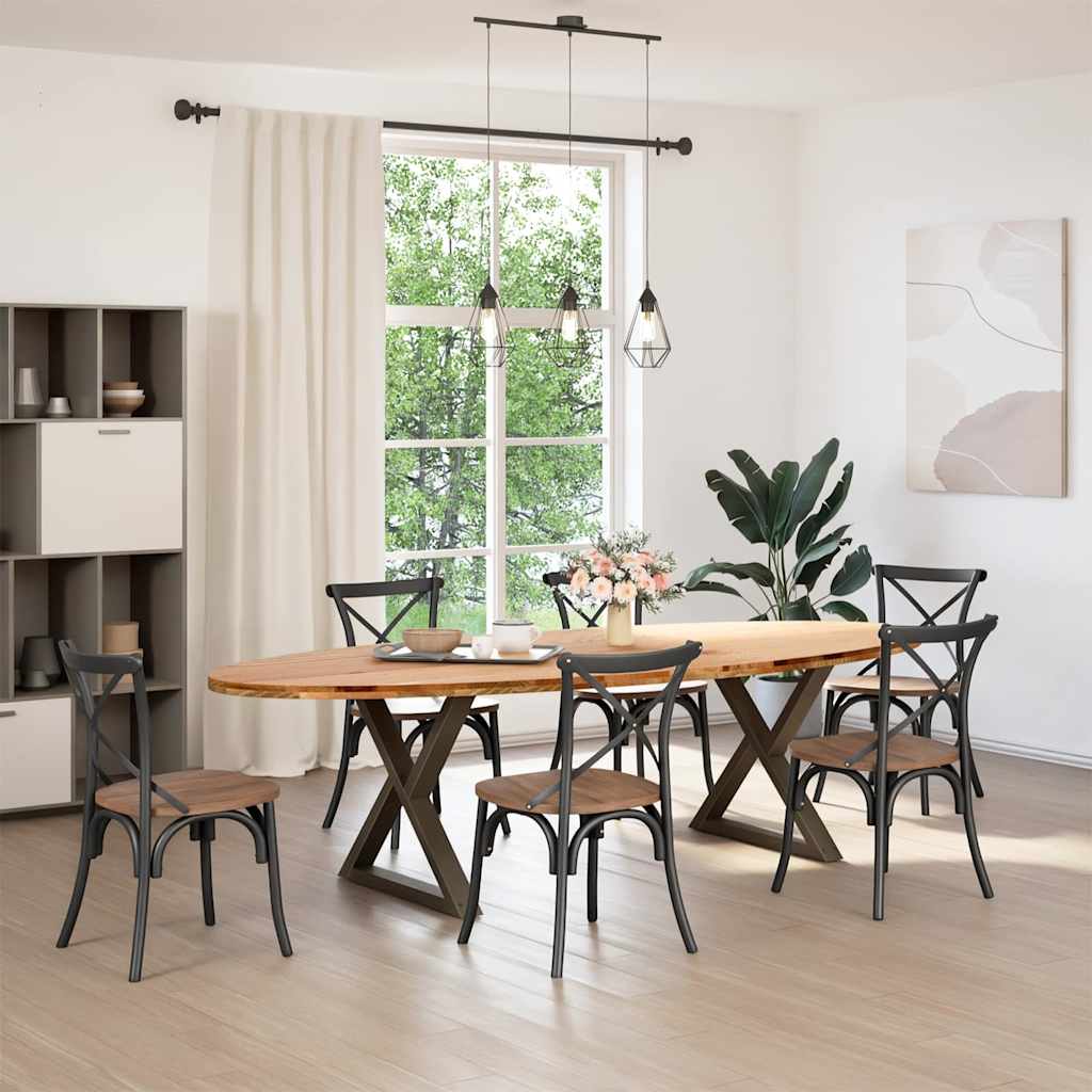 vidaXL Eettafel 280x120x74 cm ovaal massief eikenhout lichtbruin afbeelding