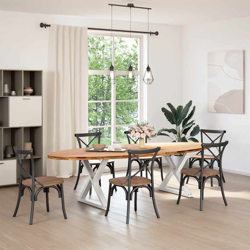 vidaXL Eettafel 280x120x74 cm ovaal massief eikenhout lichtbruin afbeelding