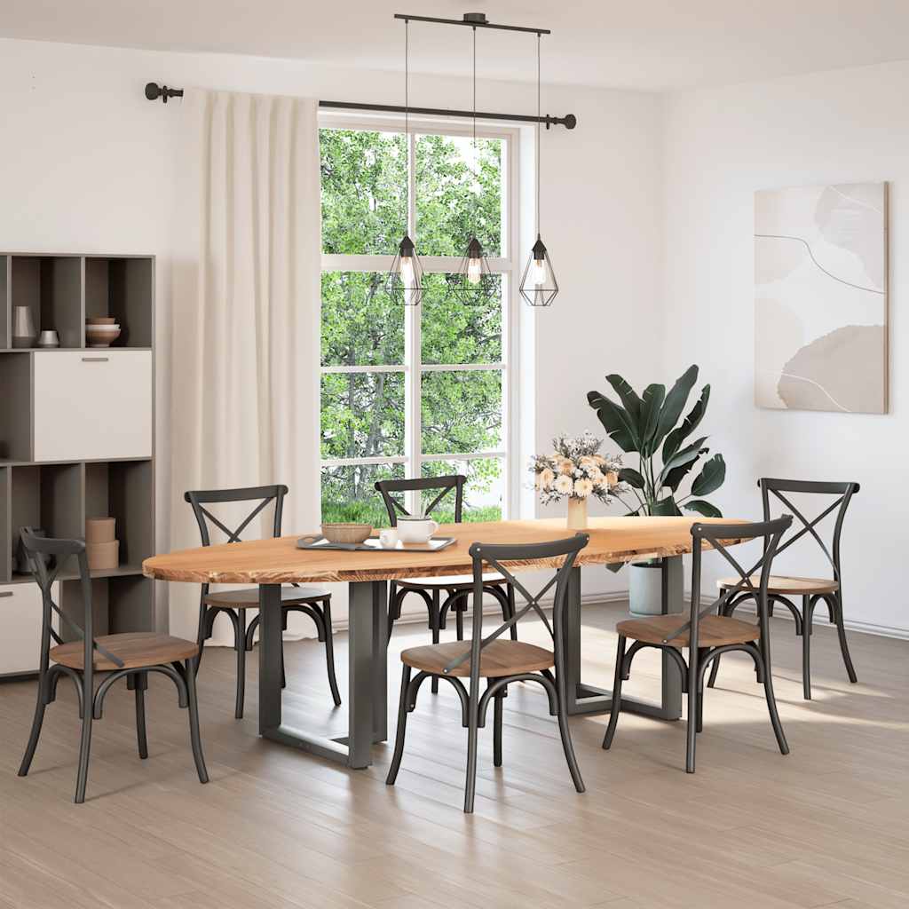 vidaXL Eettafel 280x120x74 cm ovaal massief eikenhout lichtbruin afbeelding