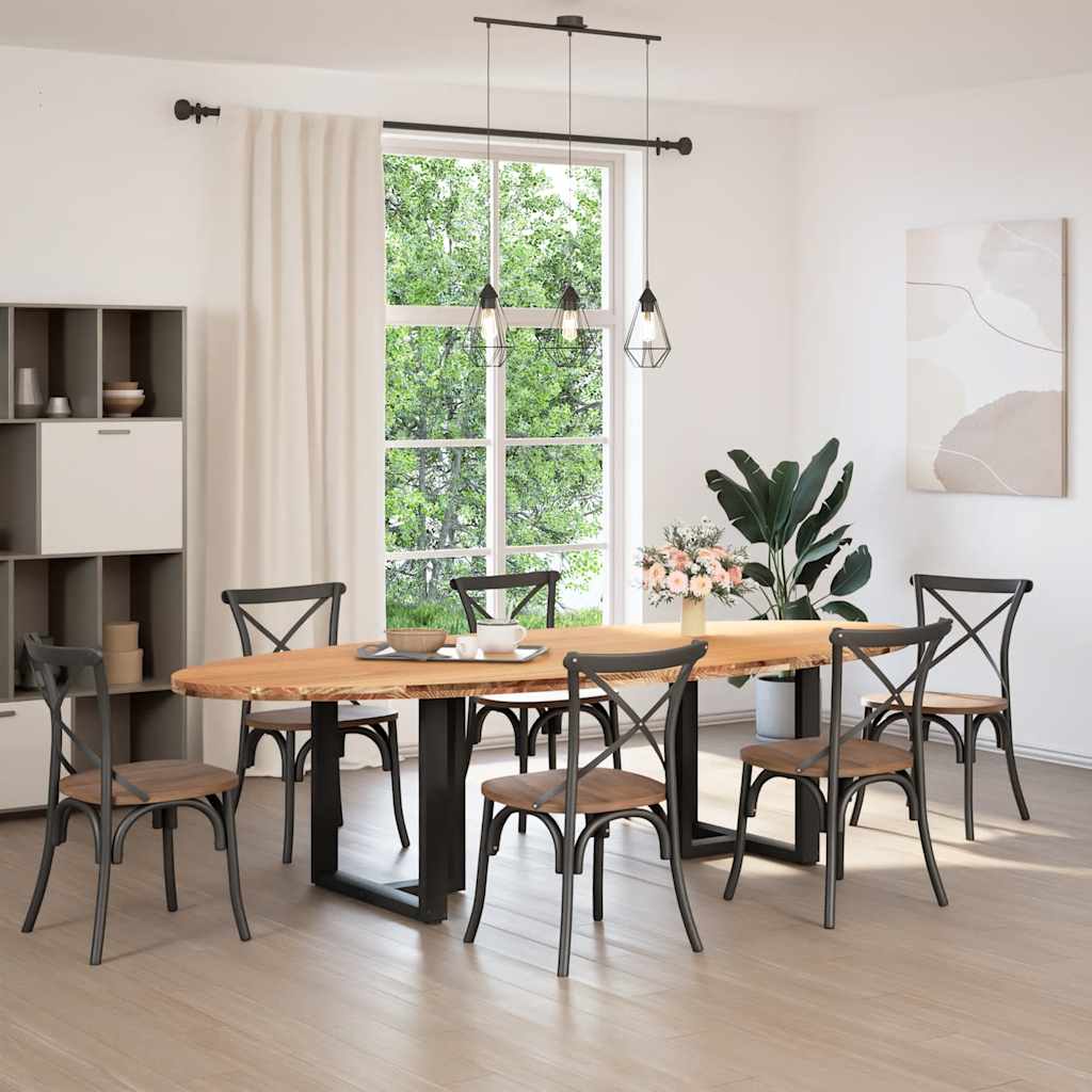 vidaXL Eettafel 280x120x74 cm ovaal massief eikenhout lichtbruin afbeelding
