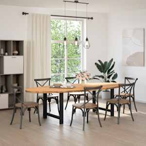 vidaXL Table &agrave; manger marron clair bois de ch&ecirc;ne massif ovale