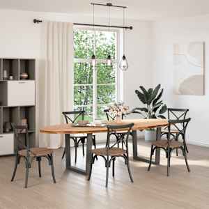 vidaXL Table &agrave; manger marron clair bois de ch&ecirc;ne massif ovale