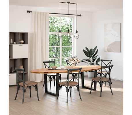 vidaXL Table &agrave; manger marron clair bois de ch&ecirc;ne massif ovale