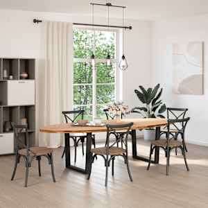 vidaXL Table &agrave; manger marron clair bois de ch&ecirc;ne massif ovale