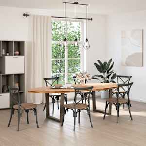 vidaXL Table &agrave; manger marron clair bois de ch&ecirc;ne massif ovale